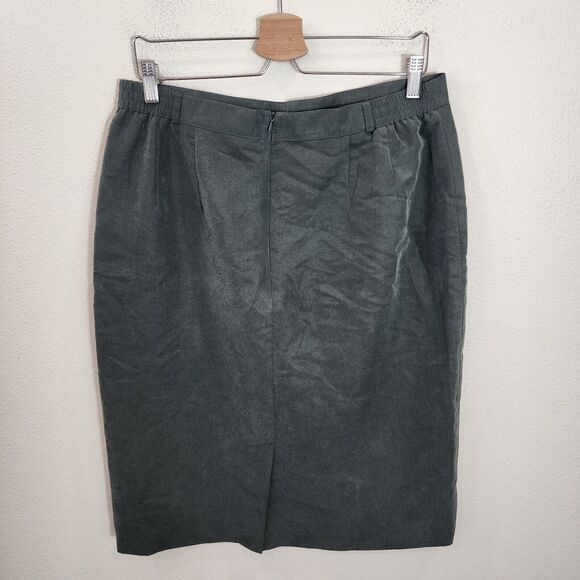 FRANCO CALLEGARI Rayon Pencil Skirt Midi Dark Green Elastic Waist Size 44 (L) - Picture 3 of 7
